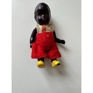 Vintage Celluloid Dark Complexion Joined Baby Doll Made in Germany Toy *Read